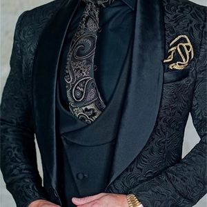 SZMANLIZI Mens Wedding Suits Italian Design Custom Made Black Smoking Tuxedo Jacket 3 Piece Groom Terno Suits For Men 201106