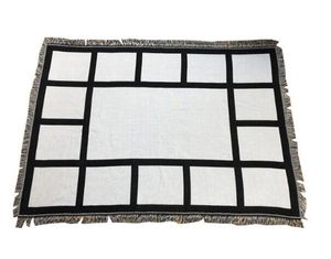 9 15 20 Panel Sublimation Blanket Thermal Plaid Blankets with Tassels Heat Transfer Print Fleece Plush Mat DIY Plain Blank Carpet F102002