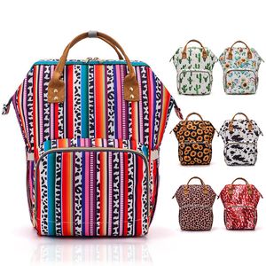 Baby Diaper Ryggsäck Lequeen Cactus Sunflower Print Changing Blappy Mummy Bag Maternity Stora Kapacitet Barnvagn Väskor LJ201013