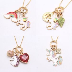 Multi Design kids Unicorn Jewelry Necklace Unicorn Rainbow Pendant Fashion Accesories necklace kids girl Jewelry Christmas gift 500 K2