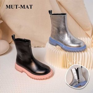 Children's shoes Autumn style British Martin boots girls leather Chelsea short high-top 211227