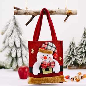 Peluş kenar Noel çanta Noel Baba hediye çantası Şeker Çanta 4 stilleri T3I51324 keten Noel dekorasyon torba