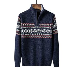 Rozmiar XXXL 4XL 5XL 6XL Sweter Mężczyzna Zipper Zipper Half Turtleneck Sweter Dzianiny Sweter Mężczyźni Odzież Boże Narodzenie 211221