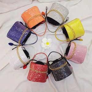 Bolsas Koreanas Mais Novas Crianças Meninas Mini Princesa Bolsas De Moda Lantejoulas Bucket Tote Boa Qualidade Chain Chain Bags Presentes