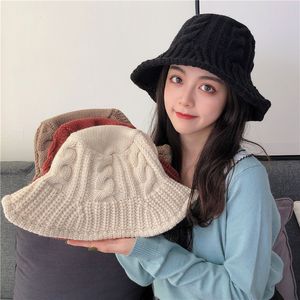 Новая мода вязаные женщины шляпа осень зима теплая пряжка шляпа сплошной цвет Allmatch девушки рыбака крышка бассейна