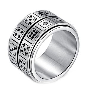 Cluster Rings Personalize Trendy Titanium Steel Double-layer Dice Rotatable Spin Ring Knuckles Father Day Birthday Gift Boyfriend