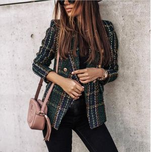 New Autumn coat women Tweed Jacket high quality Small Fragrance Printing Jacket Women Korean Tweed Short Elegant Autumn 201026