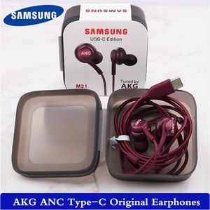 100 stcs veel originele Samsung oortelefoons type C Wired AKG in oorhoofdtelefoon met MIC Galaxy Note Ultra G S21 S20 Earphone USB Tipe C