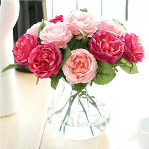 Artificial Rose Peony Silk Flower Valentines Day Festival Gift Anniversary Wedding Home Bouquet Party Office Table Arrangements Decor WY1121