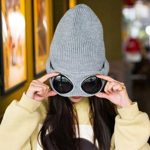 2020 Novelty glasser winter hats Beanies Skullies Skiing Cap with Removable Glasses Men Women Winter Knitted Hat novelty caps
