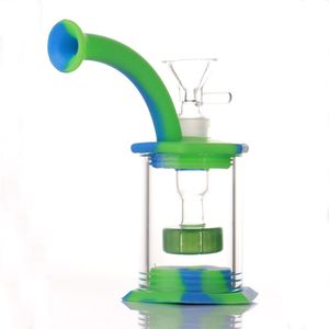 Narghilè 5.9inch assemblare il silicone Bongs DAB RIG DOCCIA DOCCIA percolatore facile pulito con 4mm al quarzo tubo tubo mini bicchiere Bong