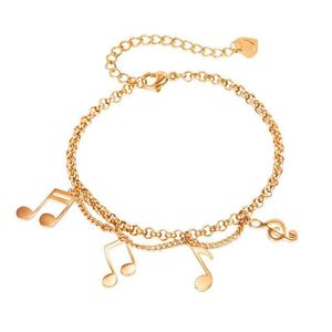 Moda jóias pulseira de luxo designer notas musicais titânio ligação de aço pulseira cadeia inoxidável para estudantes mulher meninas