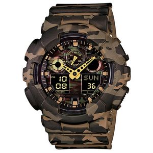 Hot Selling AAA Watch Boy Electronic Sports Watch Entusiast GA100 Vattentät utomhus Timer Förpackning Partihandel Kvarts Mänklocka Led Light Automatic Display