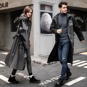 Fashion Big Size Men And Women EVA Black Rain Coat Poncho Ladies Waterproof Long Slim Raincoat With Belt Adults Jacket Raincoats 201110