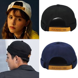 Retro Erkekler Docker Cap Sailor Biker Kadın Kış Şapkası Sırassız Kafatası Döngü Beanie Hat Solid Women Harajuku Kore Stil Kapakları Y2281a