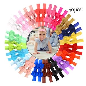 40 Adet Bebek Bantlar 2.75 inç Naylon Yaylar Hairbands Saç Yay Eastics Aksesuarları Bebek Kızlar Için Yenidoğan Bebekler Bebek Toddlers LJ201226