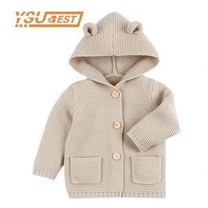 2019 inverno quente morno recém-nascido suéter de bebê capa de pele destacável meninos garota de malha cardigan outono outwear crianças knitwear 1-24m lj201023