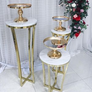 3pcs/set)Factory wholesale event party background display cylinder dessert table stand shiny gold wedding plinth senyu493