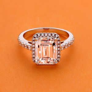 Ainuoshi 3.0 Cais esmeralda corte anel de noivado de halo para mulheres simuladas aniversário de diamante aniversário de casamento 925 esterlina prata y200107