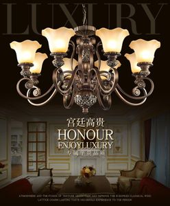 Pendant Lamps American Classical Resin Carvings Chandelier Living Room Dining Bedroom European Style Antique Low-key Luxury