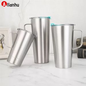 NEU! Wasser-Tumbler-Kaffeetasse mit Griff Conic Shape Cup 16Oz 22Oz 30oz 18/8 Edelstahl isoliertes Vakuum 2-Wand-thermisches Glas mit Flip-Deckel