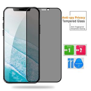 Anti Spy Privacy Tempered Glass Screen Protector Film för iPhone 13 Pro Max 12 11 XS XR 6G 7G 8G Samsung A12 A22 A32 A42 A52 A72 5G utan detaljhandelslåda