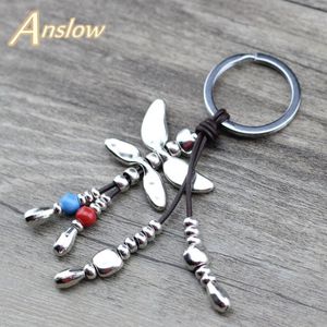 Wholesale car doors sale resale online - Anslow Hot Sale Brand Leather Metal Unisex Dragonfly Personality Design Keychain Ring For Car Door LOW0005KY1