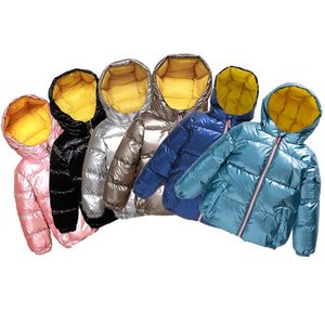 Girls Winter Jackets for Kids Silver Gold Casual Hooded Coat Baby Boy Clothing Children Outwear Boys Parka Jacket Snowsuit 2-14Y LJ201125