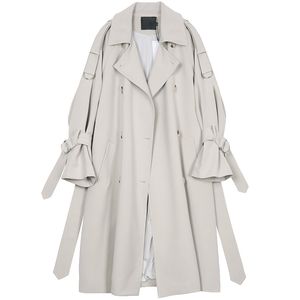 Lautaro Trench lungo da donna manica raglan doppio petto abbigliamento donna moda coreana allentato plus size soprabito 7XL 201029