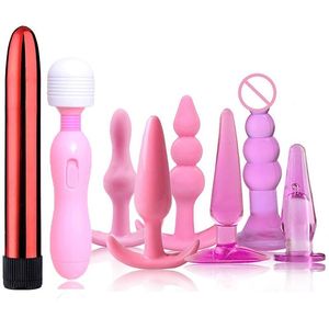 Massage 8 st/set anal plug vibrator sex leksaker för män pärlor g spot stimulering silikon onani anal massage expander vuxna produkter
