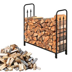 Ingrosso Scaffali per legna da ardere pesanti, supporto per cantiere da interno / da esterno, alto 44 pollici, nero