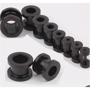 100 pcs / lote misturar 2-10mm parafuso de aço inoxidável parafuso de orelha preta plugue carne túnel piercing corpo jóias j80ue