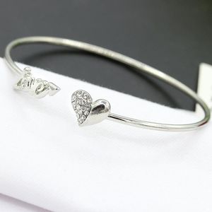 Charm-Armbänder, Rohlinge für Frauen, Pfirsich-Herz-Liebe, vergoldete Kristall-Öffnungsarmbänder, Armreifen