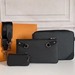 2021 Mode Luxury Designer Messenger Bag Men 3 Piece Set Purse Crossbody Shoulder Satchel Handväska Mini Package Partihandel