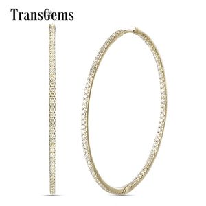 Transgems Big Size Round Brilliant 14k Yellow Gold Hoop örhängen 44 mm diameter 1,5 mm bredd med 1,2 mm VV för kvinnor Y200620