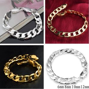 moda uomo donna placcatura oro 18k 925 argento 6mm 8mm 10mm 12mm 1: 1 Bracciale Mark 925 18k