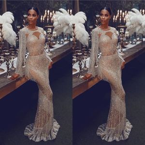 East Heavy Middle Ręcznie robione sukienki długie Sukły Kryształy Sukły wieczorne z Tassels Celebrity Dress Women Empeat