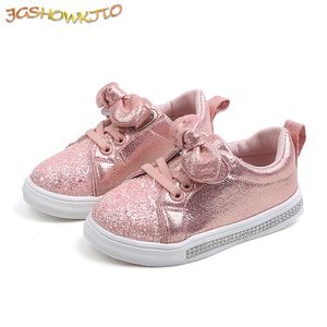 Çocuklar Ayakkabı Kızlar Ayakkabı Sneakers Toddlers Bebek Kız Ayakkabı Çocuk Düz Rahat Sneakers Poat-Düğüm ile Payetli Rhinestone Sweet LJ201203