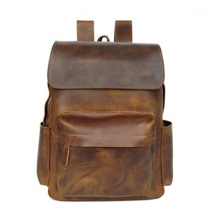 Sırt çantası klasik deri adam moda okulu mochila iş dizüstü bilgisayar çantası kolej eğlence seyahat çantası erkek1