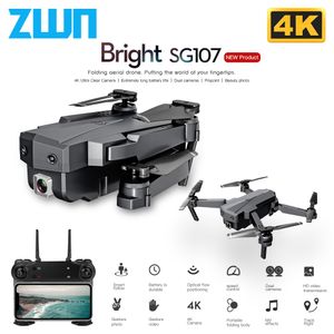 ZWN SG107 Mini Drone with 4K WIFI FPV HD Dual Camera Quadcopter Optical Flow Rc Dron Gesture Control Kids Toy VS E58 E68 SG106 201125