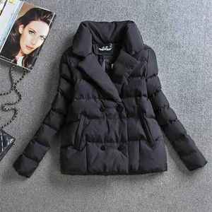 Giacca invernale da donna Cappotto in cotone Abbigliamento corto Slim da donna caldo Parka nero Vestiti Sutdent 211223