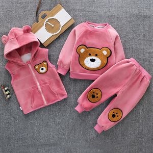 Insieme dei vestiti di Natale delle ragazze dei ragazzi Nuova moda per bambini in cotone Cartoon Vest + Top + Pant 3 pezzi Vestito con cappuccio Vestito per bambini Set di vestitiX1019