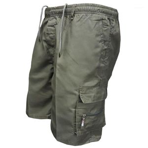 Mens frakt shorts män sommar elastisk midja casual bomull multi pocket shorts manlig lös vandring kort armé kort byxor1