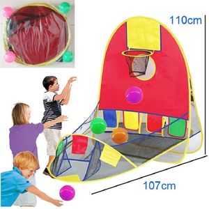 Folding Pop Up Tent Play House for Kids Mini Basketball Shooting Tent Ocean Ball Toys Pit Fence Family Indoor Game Gift for Baby LJ200923