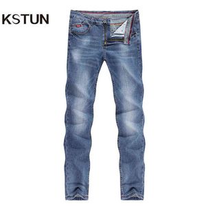 Kstun Mens Jeans 2021 весенний осенний бизнес повседневная прямая стройная фитнес эластичный синий джентльмен брюки ковбоев джен гомбер G0104