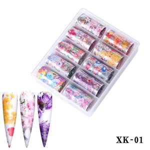 NAS006 10Pcs Starry Sky Nail Foils Holographic Transfer Water Decals Nail Art Stickers 4*100cm DIY Image Nail Tips Decorations Tools