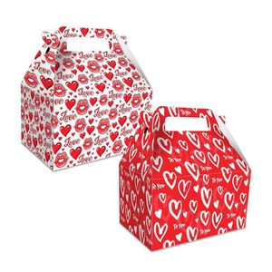 Valentine Gift Tote Bag Red Pink Love Printed Couple Gift Bag 210g Eco-friendly Paper Gift Wrapping Bag CCA3016