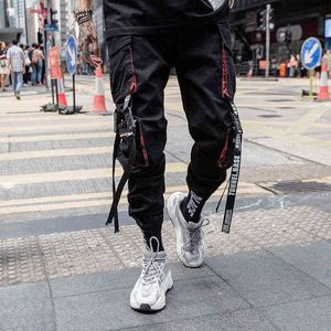 Powow 2021 Nowy Lato Czarny Hip Hop Cargo Spodnie Mężczyźni Streetwear Bawełny Joggers Moda Spodnie dresowe Casual Harem Spodnie H1223