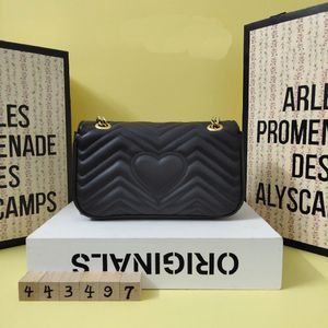 Bolsas de grife femininas luxuosas com bordados ondulados Marmont bolsa de ombro acolchoada com corrente dourada bolsa tiracolo bolsa mensageiro de couro genuíno