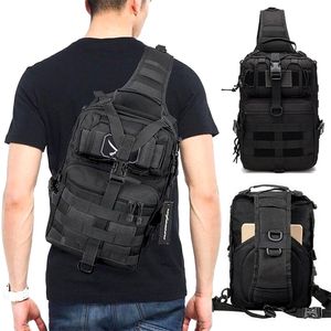 Men's Tactical Shoulder Bag Molle Camouflage Sling Army s Military Hiking Camping Pack Assault Fishing Hunting Backpack 220216